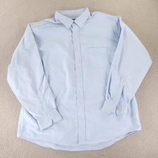 Van Heusen Dress Shirt Mens 2XL Blue Solid Long Sleeve Button Down