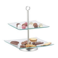 Etagere Servierständer Kuchenteller eckig 1,1 kg 2-stöckige Glas Etagere