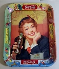 Y-145 VINTAGE 1953 COCA-COLA MENU GIRL METAL SERVING TRAY!