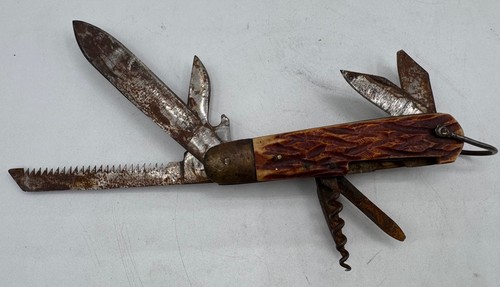 Vintage Japan Multi-Tool Pocket Knife – Saw, Blades, Corkscrew