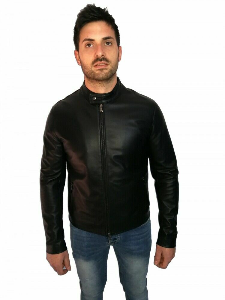 MEN'S LEATHER JACKET, MOD: LINED LEATHER JACKET 302 MOD: DUBLIN-BLACK