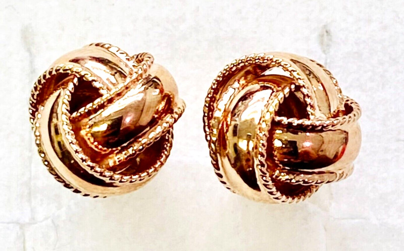 QVC Silver Style 18K Rose Gold Plated Sterling Silver Love Knot Stud Earrings