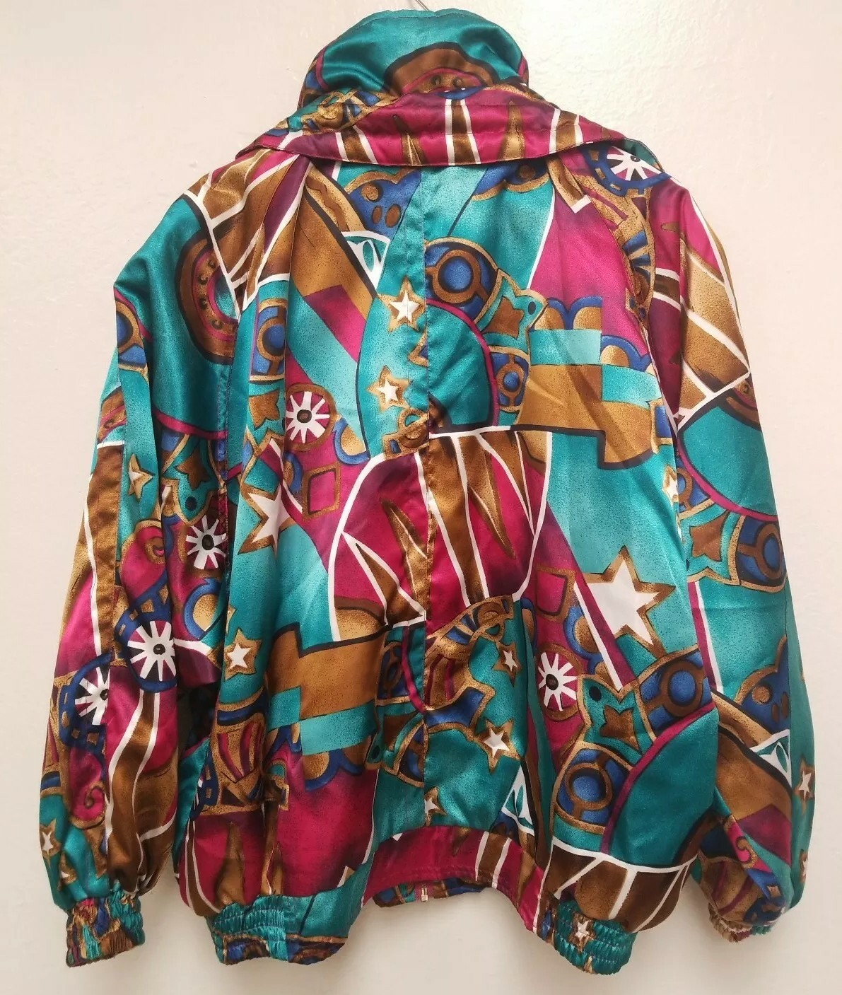 Vintage Lavon 80s Jacket Shoulder Pads Satin Colorful… Gem