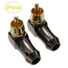 2-Pack RCA Right Angle Audio/Video Cable Male Metal Connectors