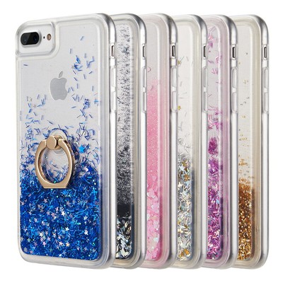 For IPhone Plus Sparkle Bling Waterfall Liquid Ring Case