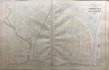 ORIG 1881 G.M. HOPKINS, HAVERHILL, MA WASHINGTON SQUARE, LINCOLN HALL ATLAS MAP