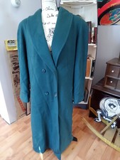 Alorna Super Fina Women's Vintage Coat Teal Wool Blend Long Double Breasted USA