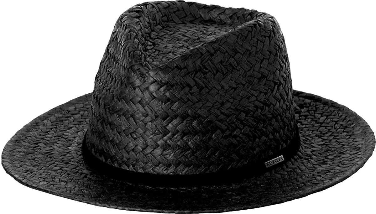 RVCA 178197 Womens Shattic Sun Straw Fedora Hat Solid Black Size One Size