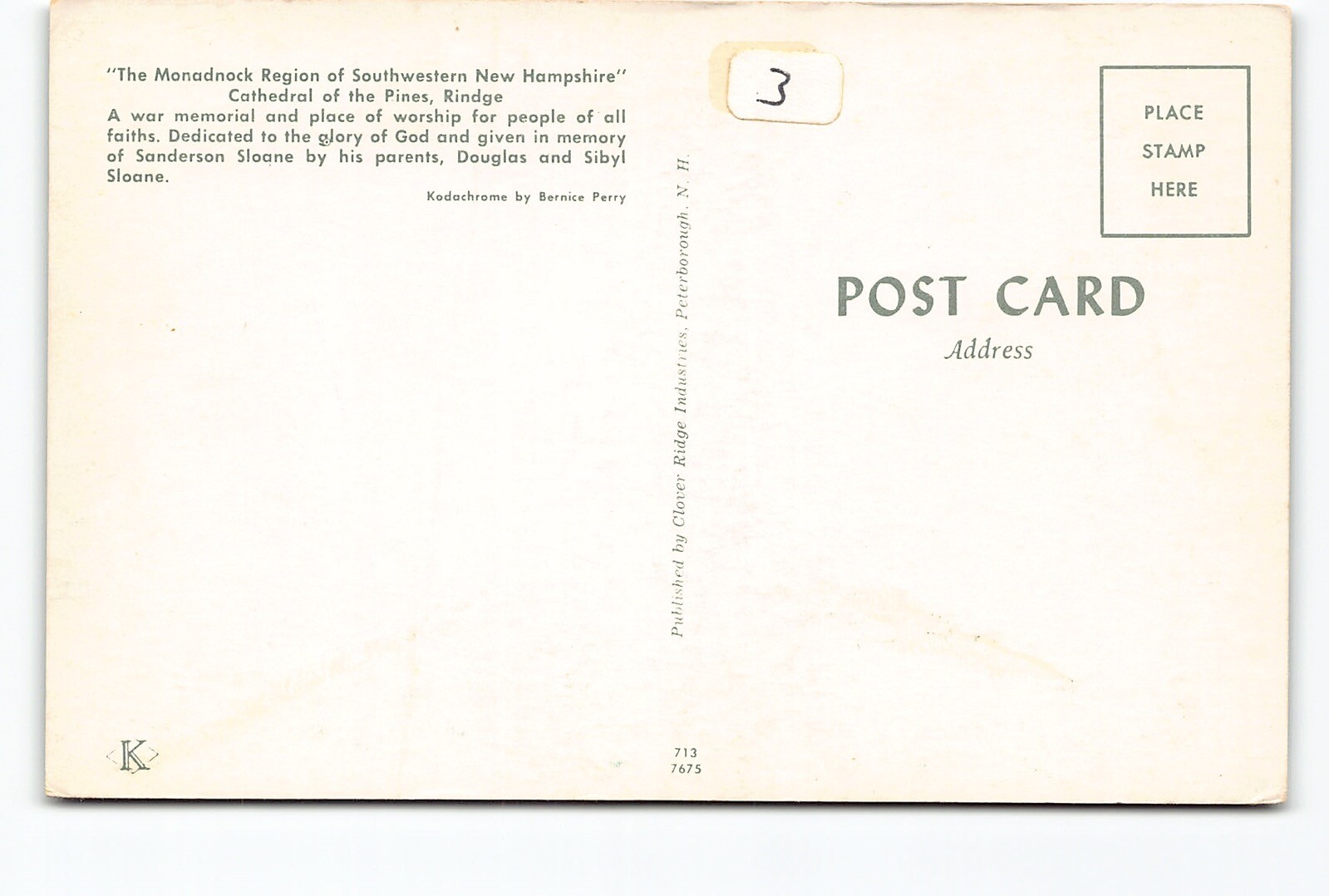 Cathedral Pines War Memorial Rindge NH Chrome Postcard Vtg Unposted eBay