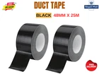 Duct Tape, 48mmx25m, Heavy Duty Strong Cloth Tape, Black New