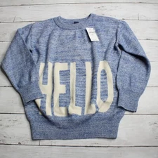 Gap Girl's Winter Knit Pullover Sweater Size XS 4 5 4T 5T Blue Off White Hello