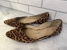 Time And Tru Women's Leopard Print Point Toe Memory Foam Insoles Ballet Shoes 9