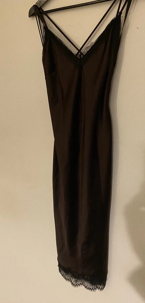 NEW PRIMARK BROWN LACE MIDI SLIP DRESS UK SIZE 10