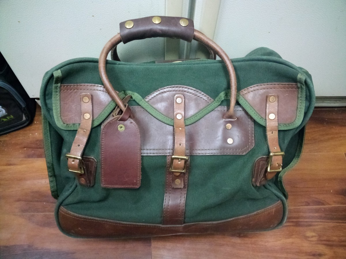 Vintage Orvis Battenkill Gokey Green Canvas and Leather Duffel Bag