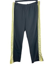 Nike 90s Y2K Gray Yellow Stripe Track Pull On Elastic Waist Athletic Pants L