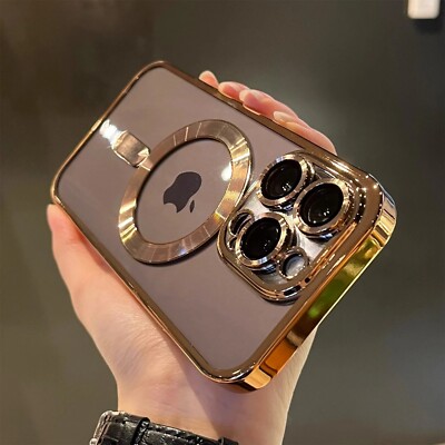 Mag Safe Shockproof Silicone Phone Case Cover For iPhone 16 Pro Screen Protector