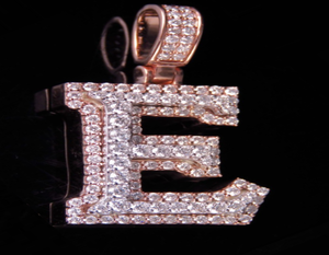 Personnalisé 3D Lettre E Initiale Diamant Pendentif Breloque 10K Deux Ton  Or | eBay