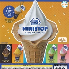 MINISTOP Miniature Soft Ice Cream Mascot Capsule Toy 5 Types Comp Set Gacha New