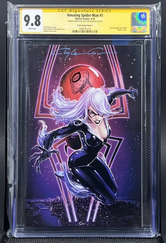 Amazing Spider-Man #1 Clayton Crain Black Cat CGC 9.8 SS Remark Sketch