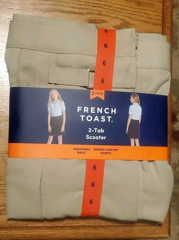 NWT French Toast 2-pk 2-Tab Tan Khaki Sz 6 Girl's Adjustable Waist Scooter Skort