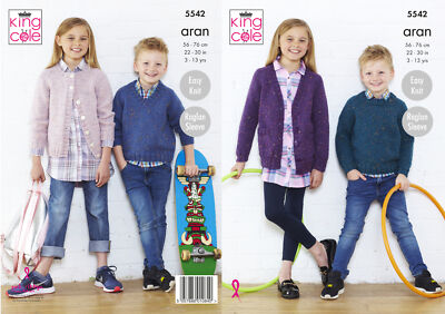Easy Knit Jungen Mädchen Strickjacken & Pullover Strickmuster King Cole Aran 5542