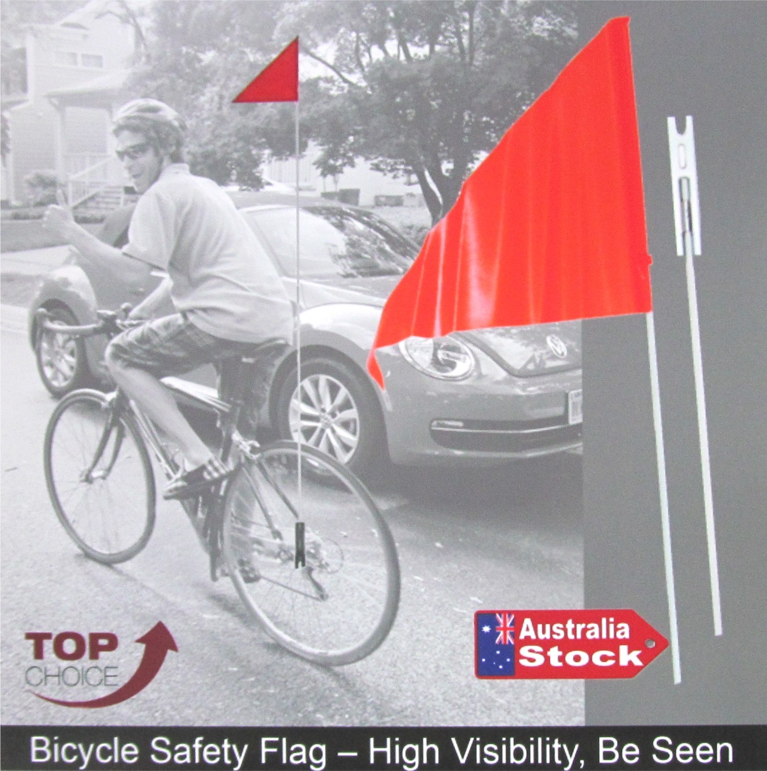 BICYCLE SAFETY FLAG 1.6M in 2 LENGTHS UNI AXLE FITTING, MOBILITY