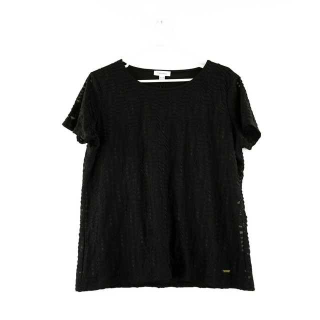 Calvin Klein Women's Stretch Textured Short Sleeve Tee Shirt, size