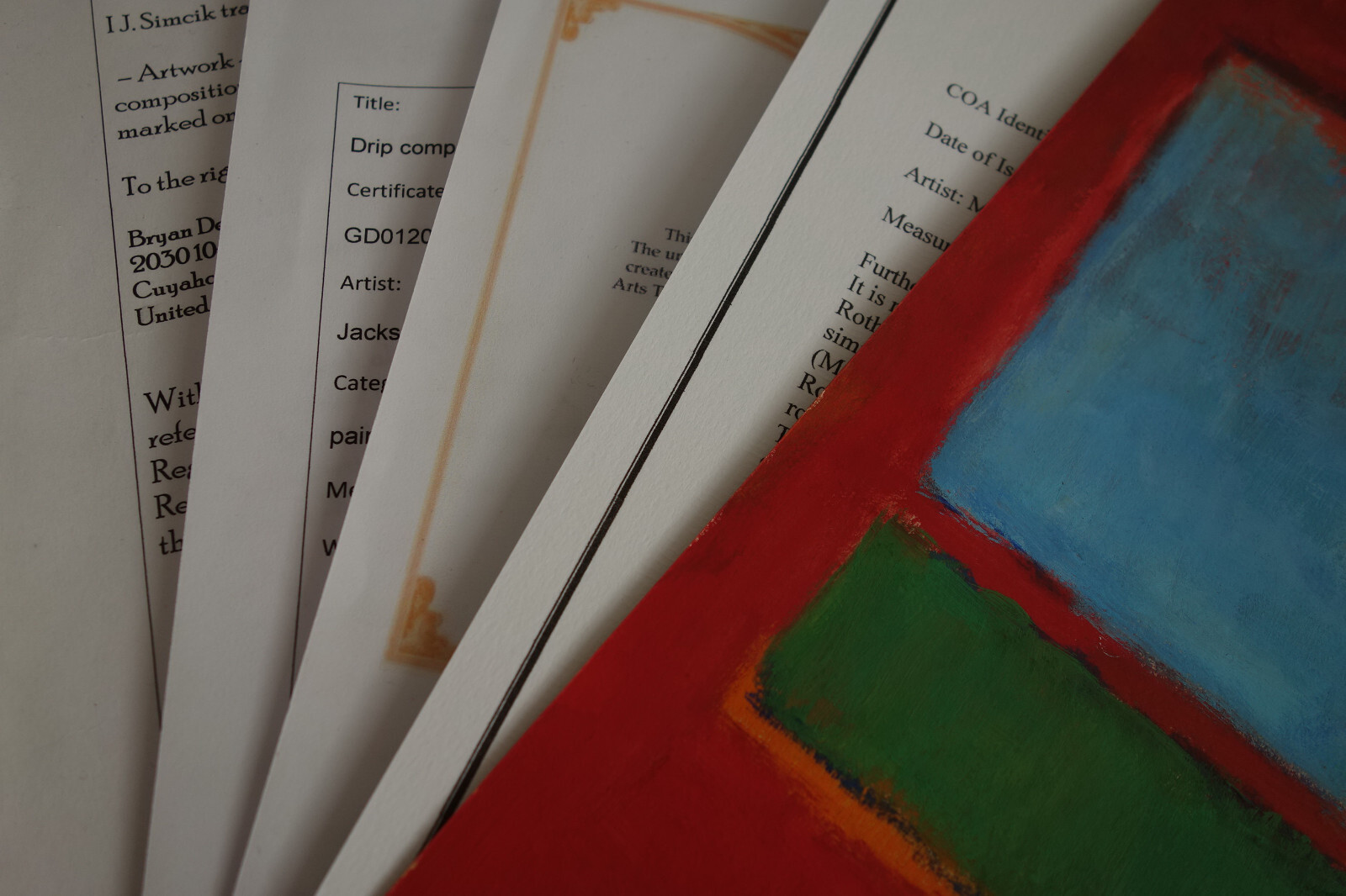 Fine unique painting – Expressive composition, signed Mark Rothko, w COA