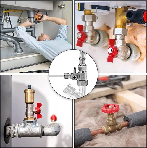 2 in 1 Wasseranschluss Kühlschrank Adapter T-stück mit Absperrhahn Absperrventil - Bild 17 von 18