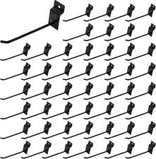 50Pcs 6 Inches Black Slatwall Panel Hooks Bulk Set, Metal Slat Wall Hanging Disp