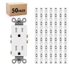 Tamper Resistant Electrical Outlet, 15 Amp, 125 Volt, UL Listed, 50 Pack, White