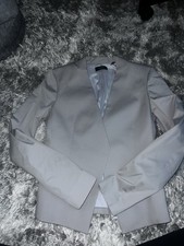 Theory Women s Open Front Tailored Blazer Jacket Size 2 Light Gray