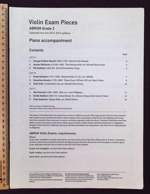 Violine Prüfungsstücke: ABRSM Klasse 2 aus Lehrplan 2012-2015, Klavierbegleitung
