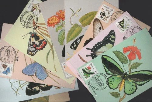 SCARCE 1983 Australian BUTTERFLIES Set of 9 Maxi Cards
