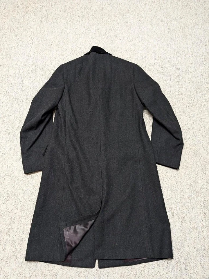 vintage 1950s overcoat BROOKS BROTHERS formal 38L black TWEED herringbone jacket - Image 2 of 4