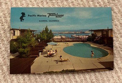California CA Alameda Pacific Marina Travel Lodge Postcard Old Vintage Card View