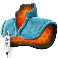 LENMEN Graphene Heating Pad for Neck  Back Weighted 6 Heat 22x18 Blue
