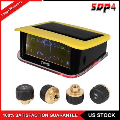 Yellow RV Tire Pressure Sensor 1PC TPMS Solar Monitor 4pc Sensors w/Alarm Modes