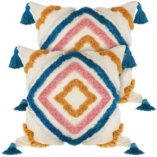 2 Pcs Bohemian Throw Pillow Covers 18 x 18 Inches Woven Tufted Cushion Covers...