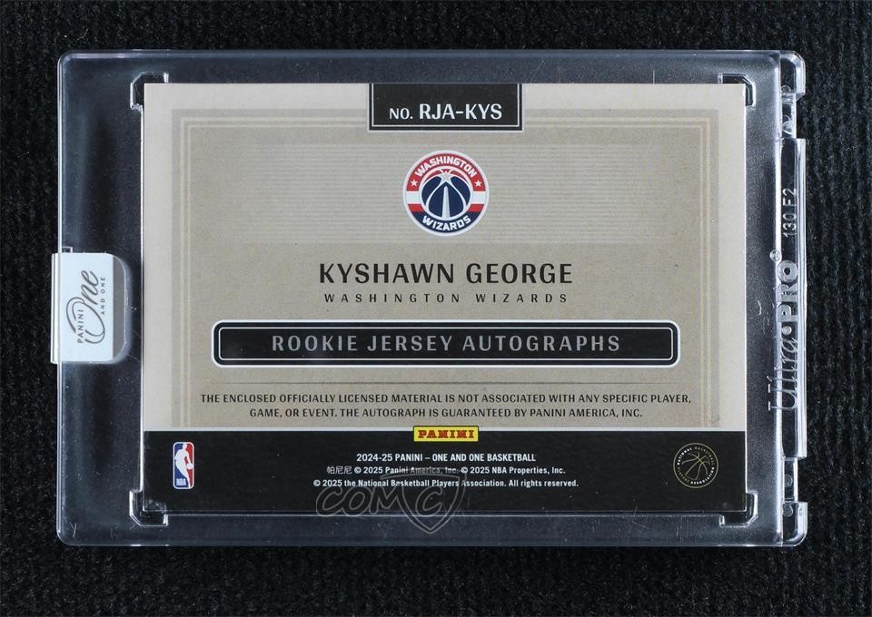 2024-25 Panini One and One Rookie Jersey Red /25 Kyshawn George #RJA-KYS Auto RC view 2