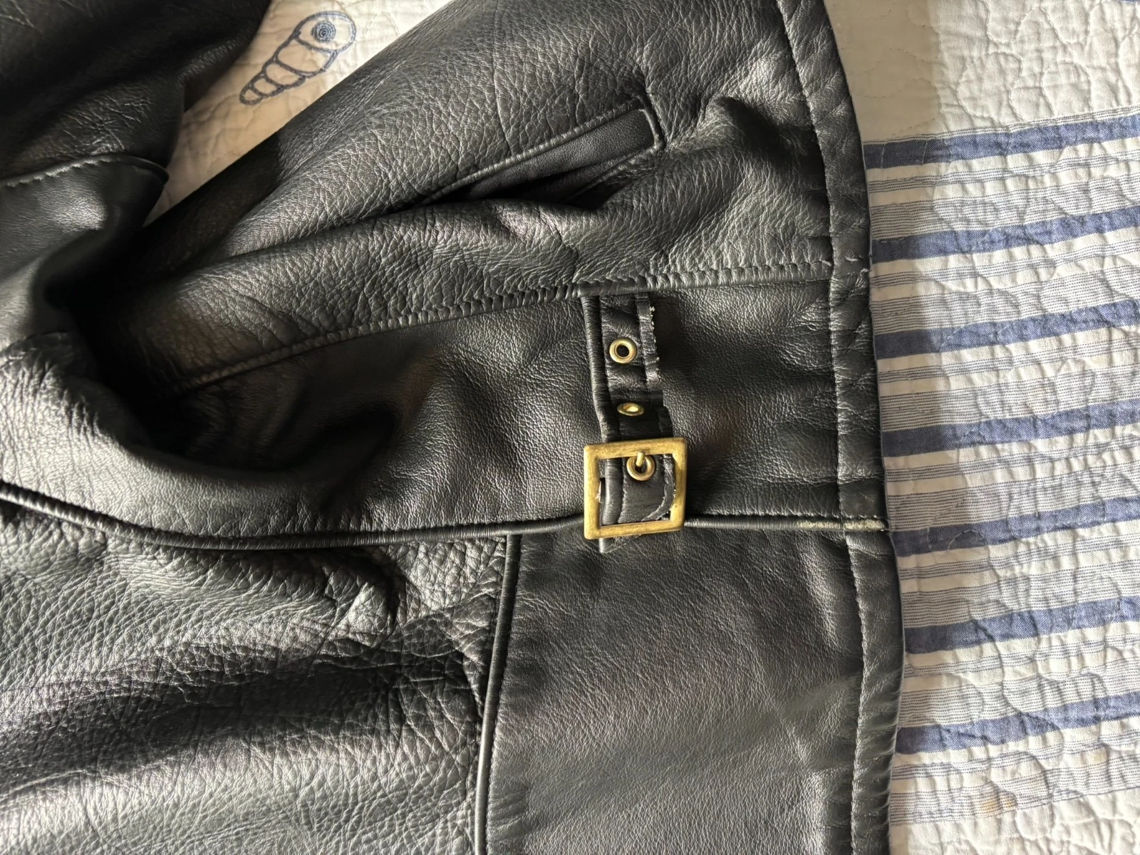 Schott 681 Leather Single Rider Jacket Size 44 Black Collar Flannel Tartan Lined image 14