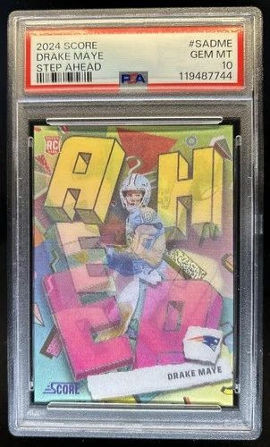 2024 Panini Score Drake Maye Step Ahead RC Rookie #SA-DME Patriots PSA 10