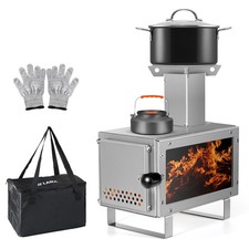 Folding Wood Burning Stove Stainless Steel Camping Tent Stove, Portable Wood ...