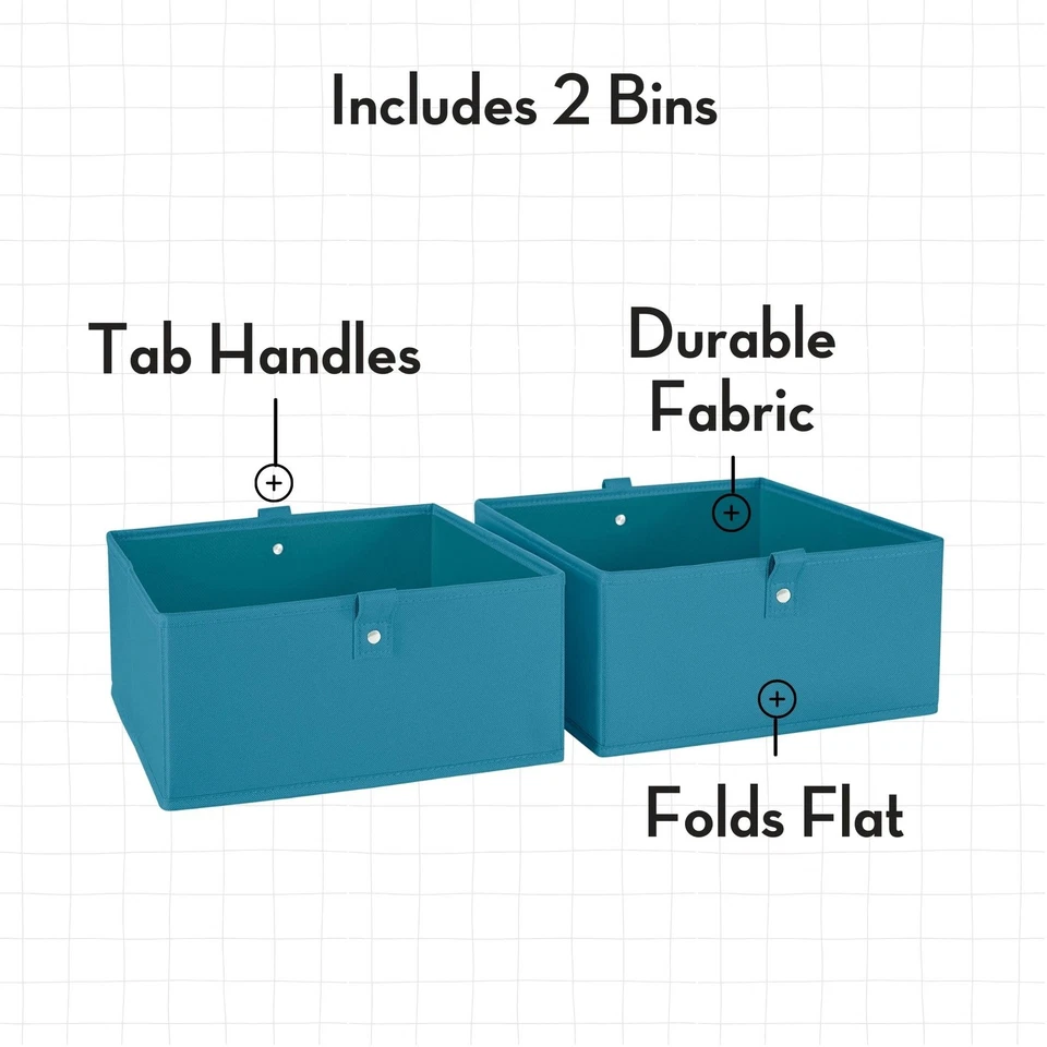 Kids Toy Storage Organizer Bench with 5 Cubby Spots, 2 Turquoise Fabric Bins ... Foto 2 de 4