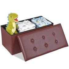 30" Folding Storage Ottoman Storage Bench for Bedroom and Hallway Faux Leather