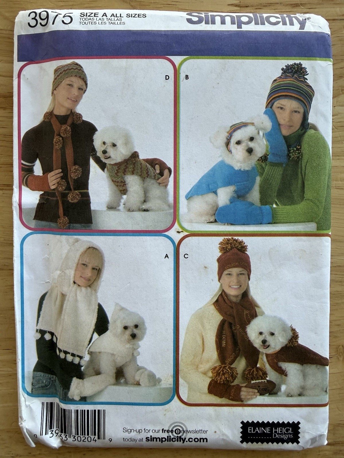 Cappello e cappotto per cani Simplicity Elaine Heigl Designs 3975 accessori miss’ e cane