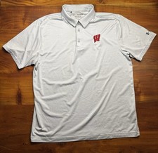 Wisconsin Badgers Under Armour Mens Gray Playoff Polo Polo Shirt Size XL
