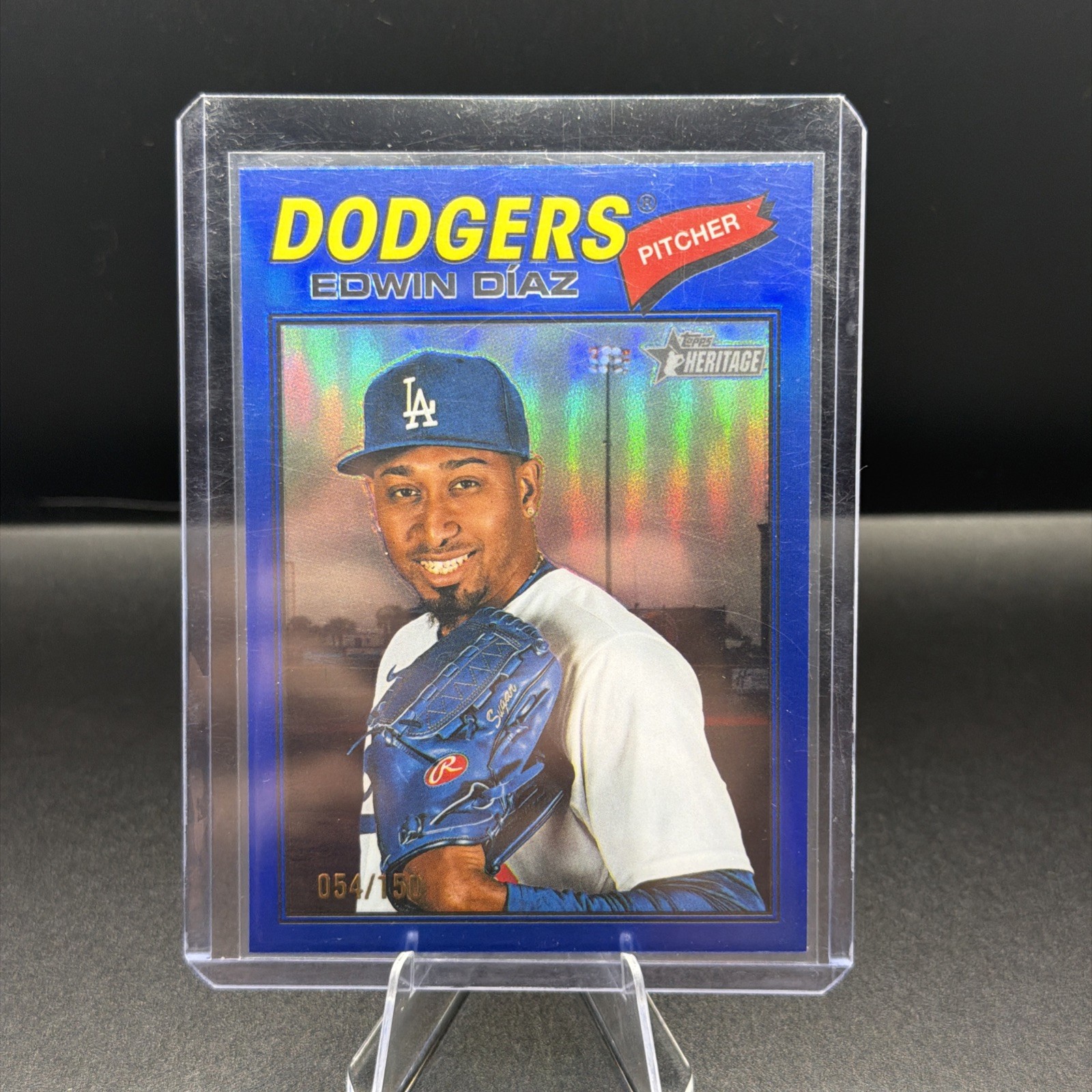 2026 Topps Heritage Edwin Diaz Chrome Blue Refractor /150 #36 Dodgers ColorMatch