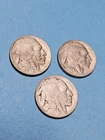1915, 1916 1917 P  Three Restored Buffalo Nickels - Free Shipping- A502