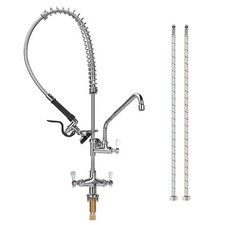 36 Inch Height Deck Mount Commercial Faucet with Pre Rinse 36 Inch, Silver
